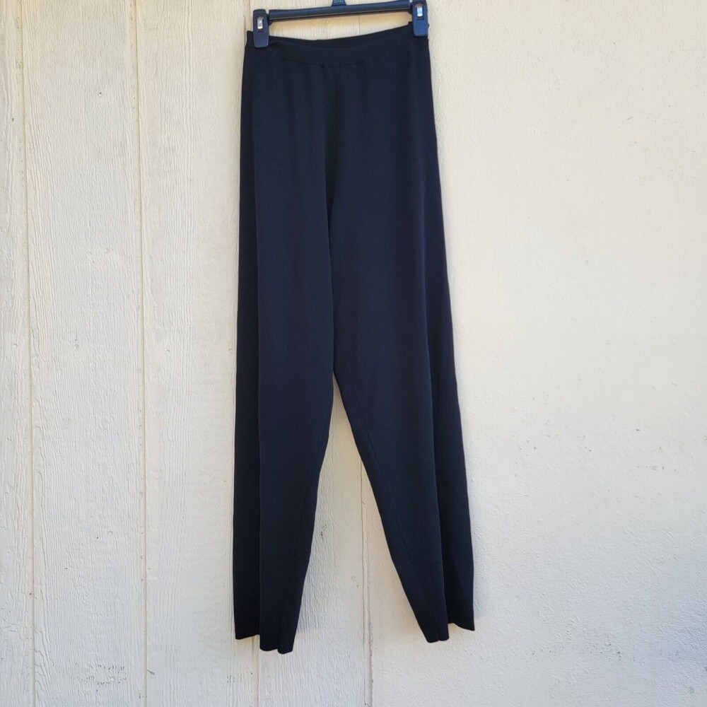 Chico's Design Size 2 (L) black knit pull-on pants wide Leg elastic waist